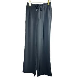 Black Tie-Waist Wide Leg Pants | Minimal Tailored Lounge Fit | A New Day